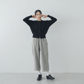 pot and tea ハンド刺繍綿カーディガン 黒