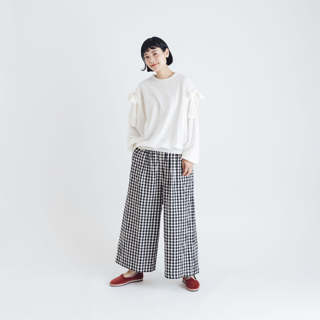 Gauze# ギンガム シン ルーミーパンツ