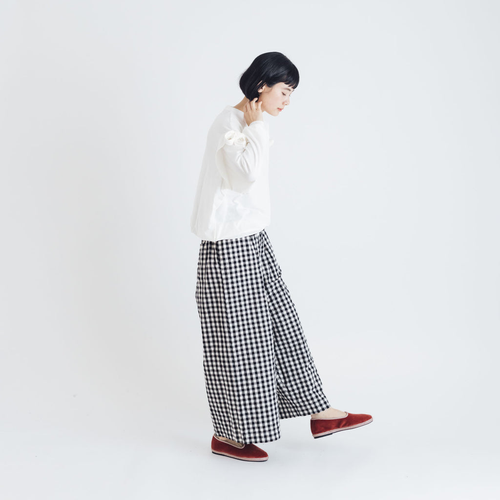 Gauze# ギンガム シン ルーミーパンツ