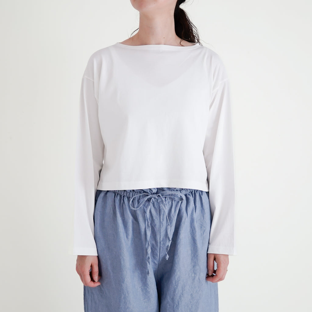 【SALE】gicipi PETROLIO クロップド丈 ボートネックカットソー