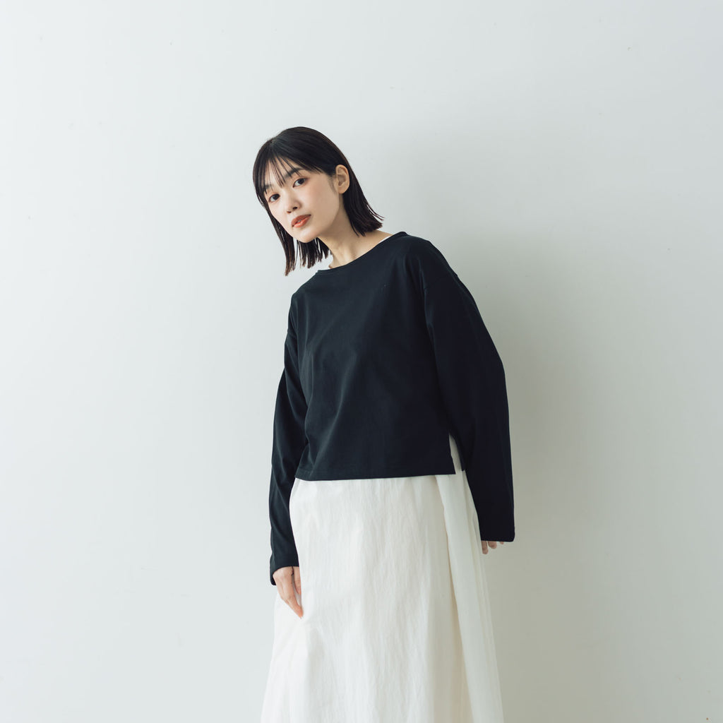 【SALE】gicipi PETROLIO クロップド丈 ボートネックカットソー