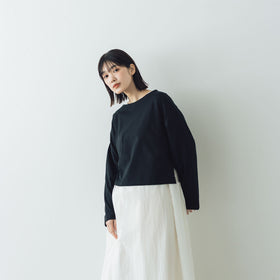 【SALE】gicipi PETROLIO クロップド丈 ボートネックカットソー