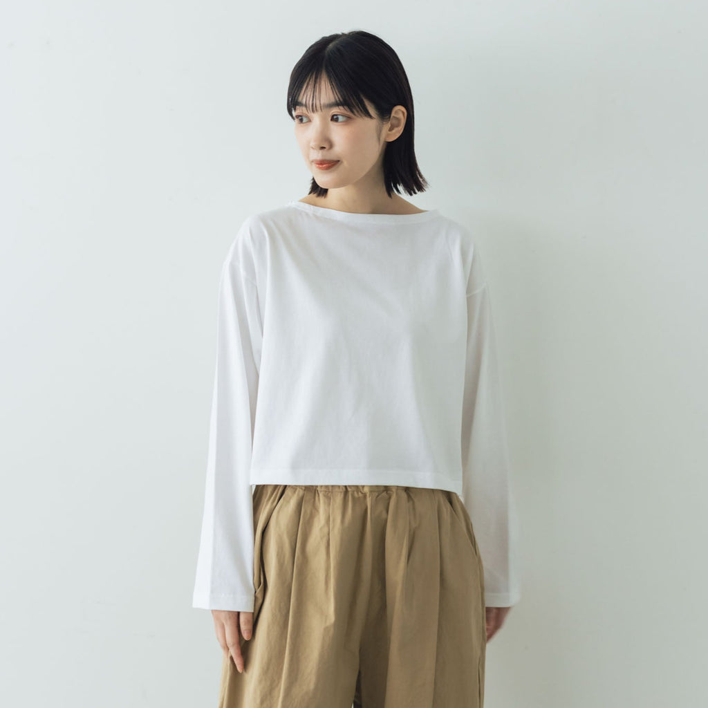 【SALE】gicipi PETROLIO クロップド丈 ボートネックカットソー