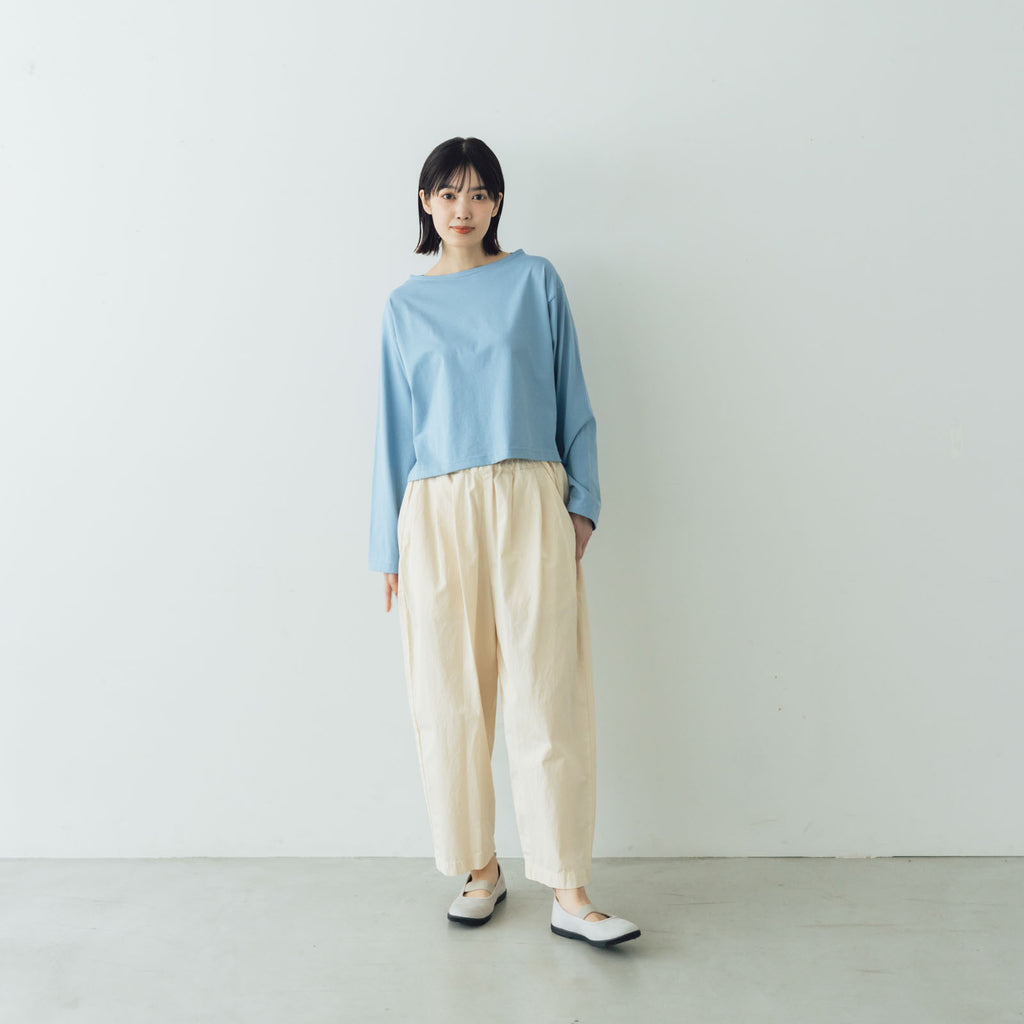 【SALE】gicipi PETROLIO クロップド丈 ボートネックカットソー