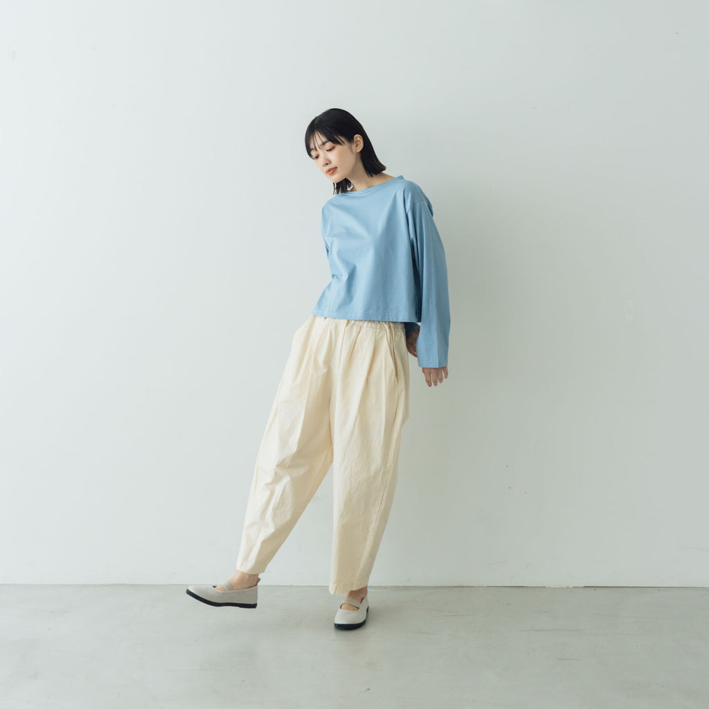 【SALE】gicipi PETROLIO クロップド丈 ボートネックカットソー