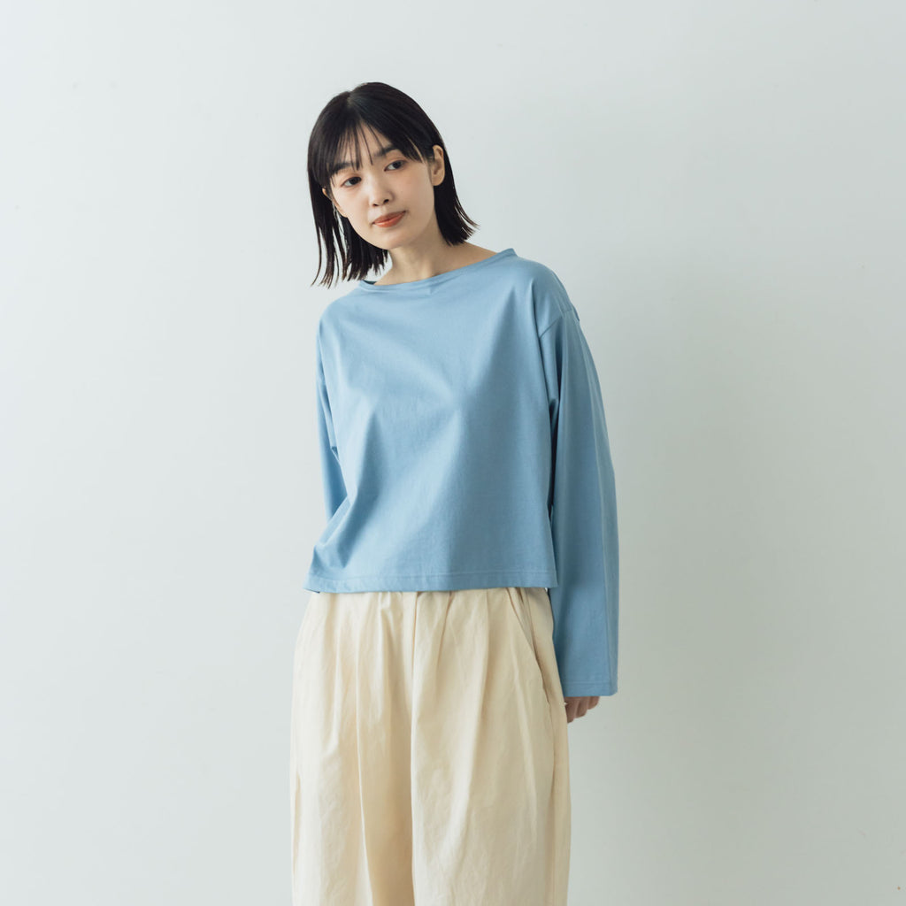 【SALE】gicipi PETROLIO クロップド丈 ボートネックカットソー