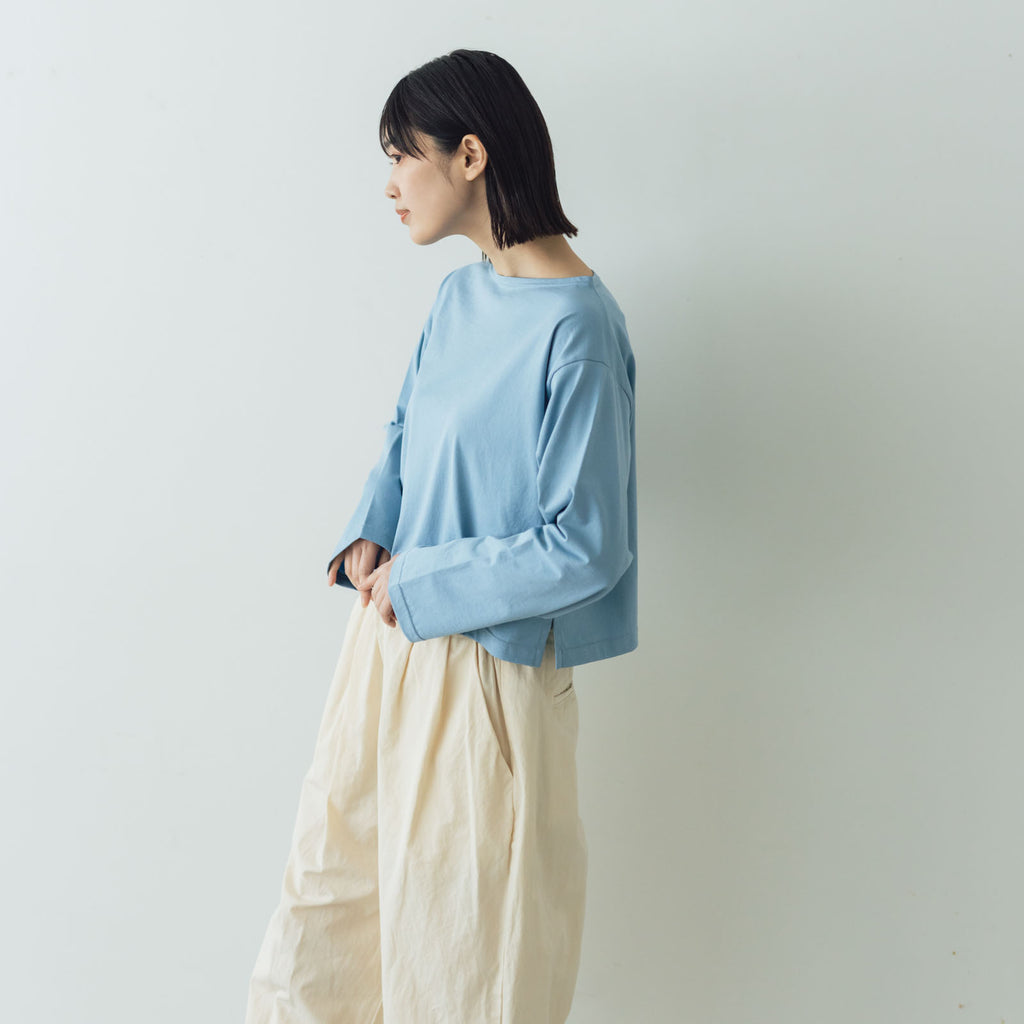 【SALE】gicipi PETROLIO クロップド丈 ボートネックカットソー