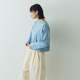【SALE】gicipi PETROLIO クロップド丈 ボートネックカットソー