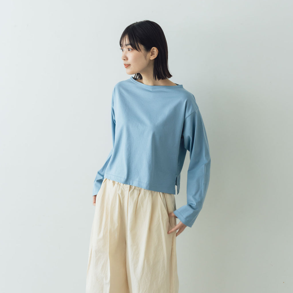 【SALE】gicipi PETROLIO クロップド丈 ボートネックカットソー