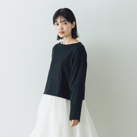 【SALE】gicipi PETROLIO クロップド丈 ボートネックカットソー