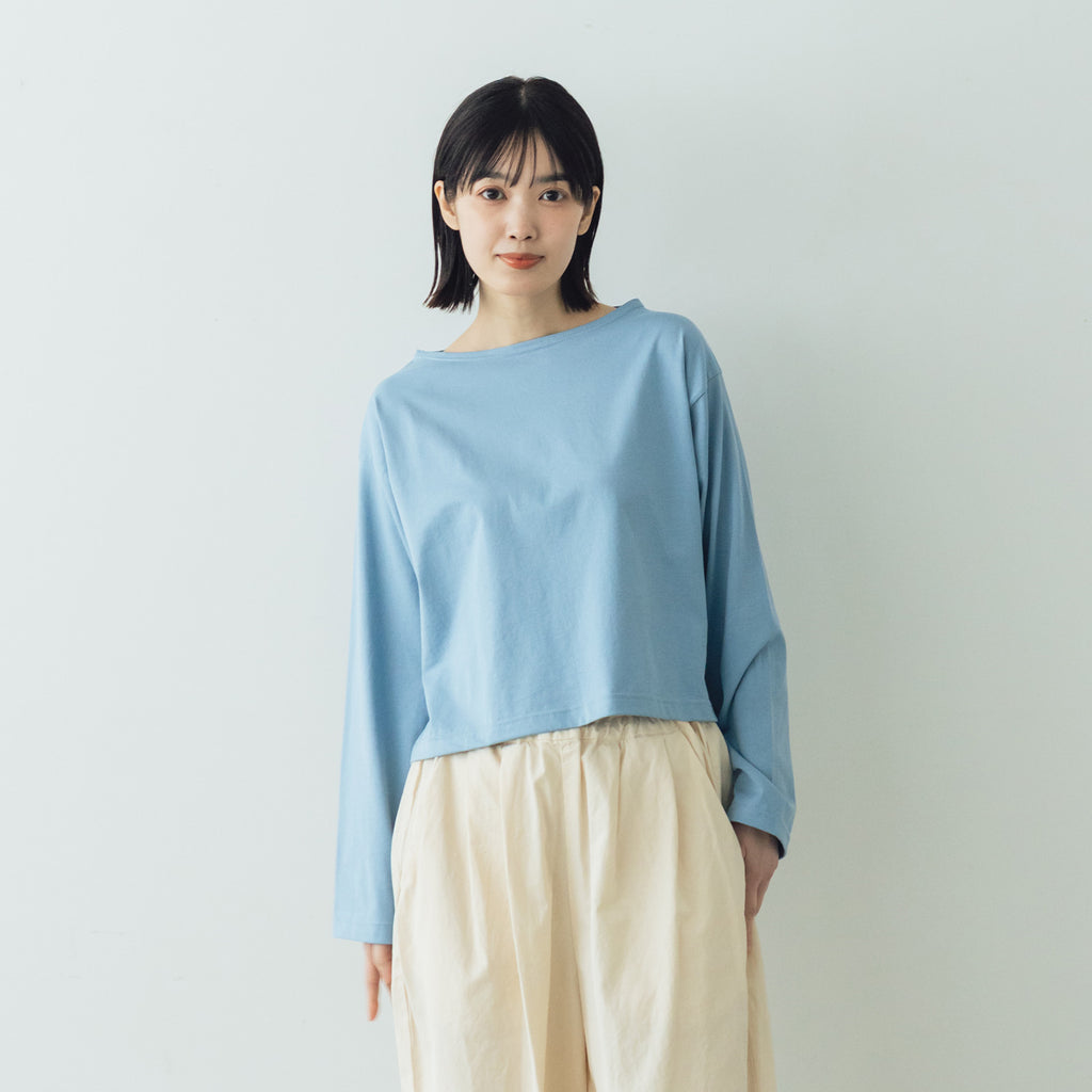 【SALE】gicipi PETROLIO クロップド丈 ボートネックカットソー