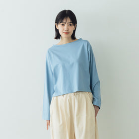 【SALE】gicipi PETROLIO クロップド丈 ボートネックカットソー