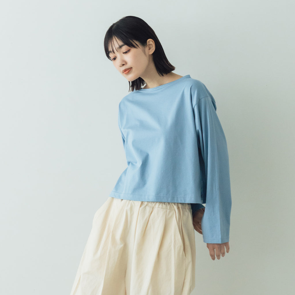 【SALE】gicipi PETROLIO クロップド丈 ボートネックカットソー