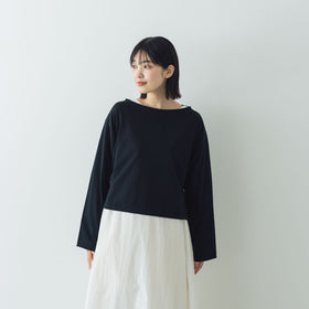 【SALE】gicipi PETROLIO クロップド丈 ボートネックカットソー