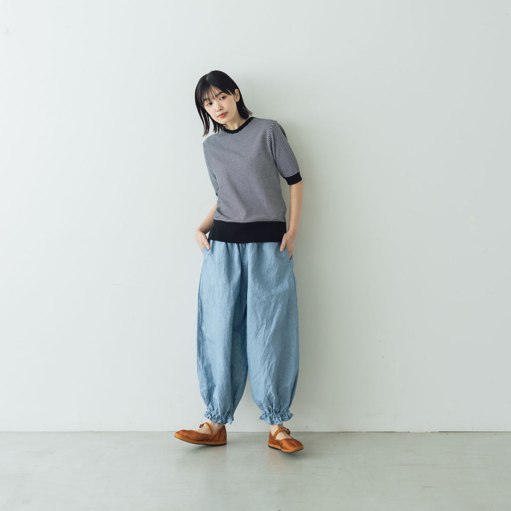 ROBE de PEAU アンクルタイドパンツ ジェイブルー