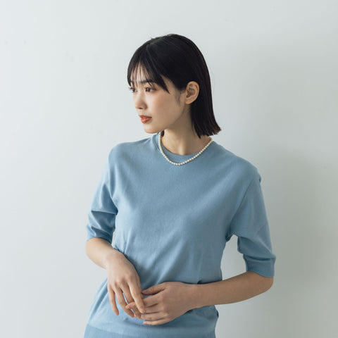 gicipi ARGENTO クルーネック 5分袖ニットソー