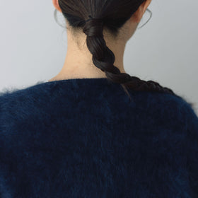 fruits of life カシミヤファーカーディガン 紺青色/ネイビー