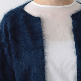 fruits of life カシミヤファーカーディガン 紺青色/ネイビー