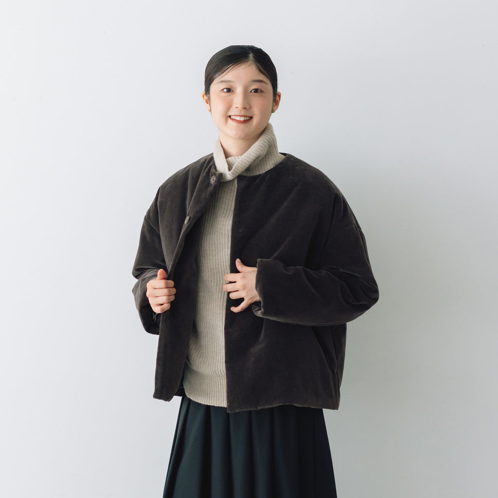 fruits of life パデットショートコート 焦茶色/ブラウン