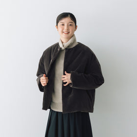 fruits of life パデットショートコート 焦茶色/ブラウン