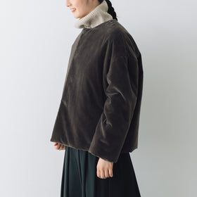 fruits of life パデットショートコート 焦茶色/ブラウン