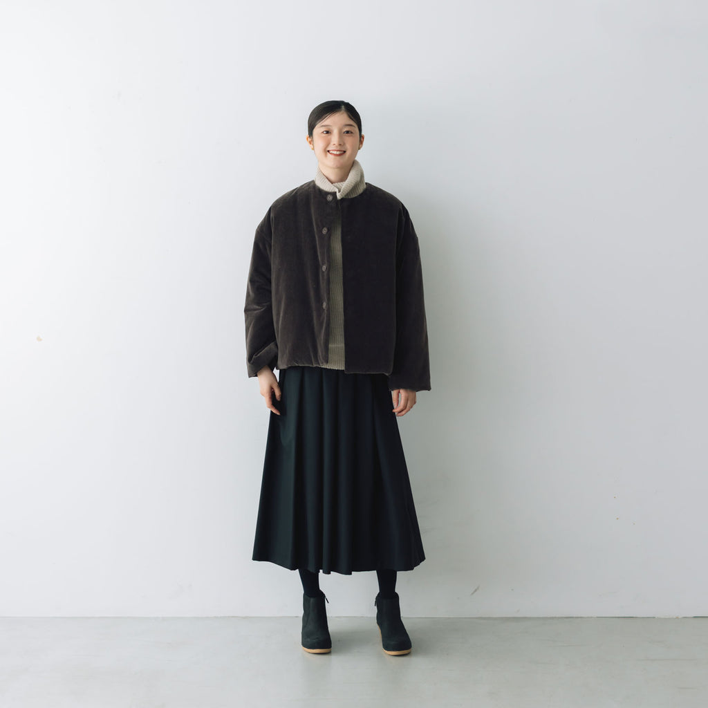 fruits of life パデットショートコート 焦茶色/ブラウン