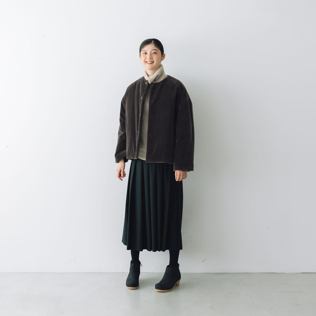 fruits of life パデットショートコート 焦茶色/ブラウン