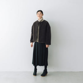 fruits of life パデットショートコート 焦茶色/ブラウン