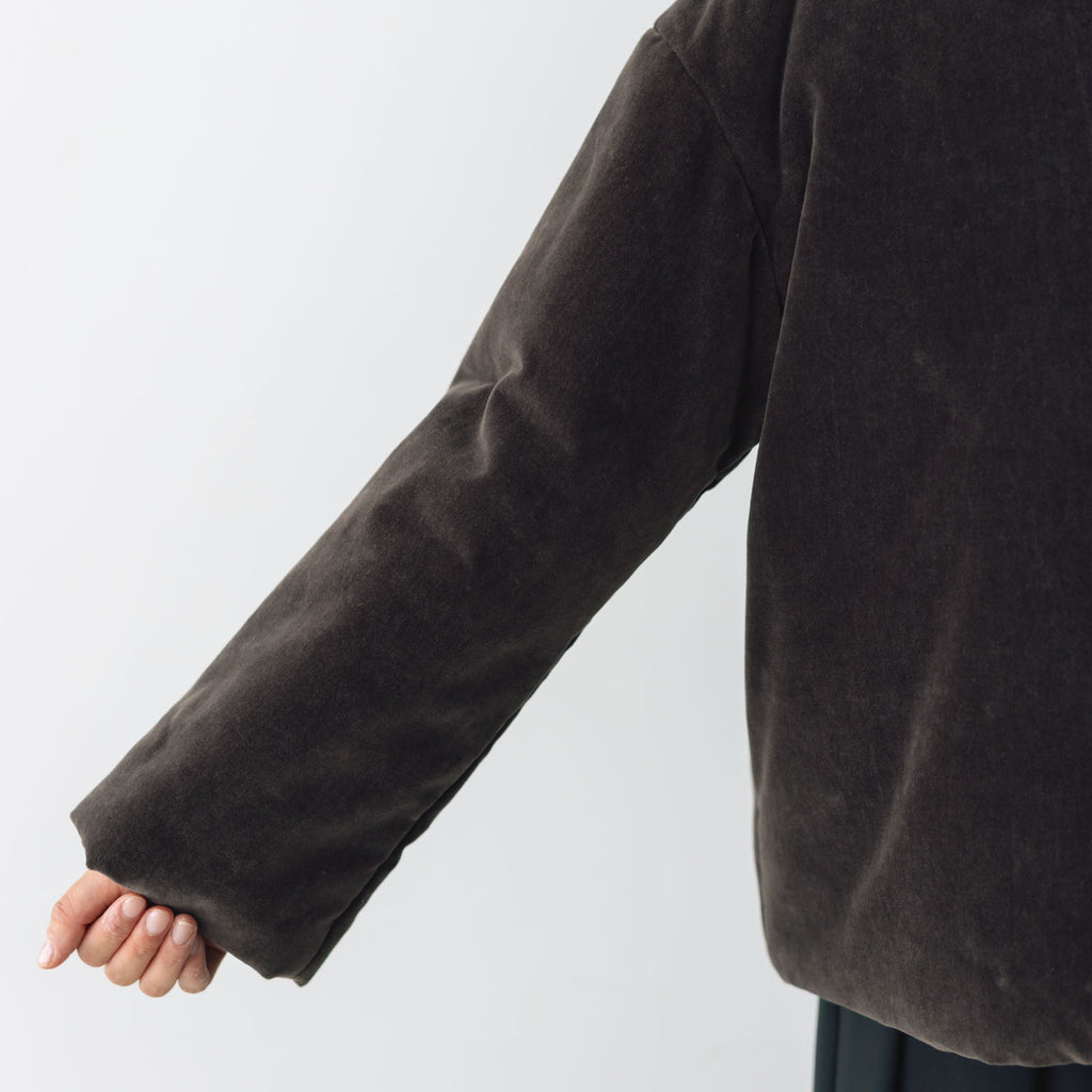 fruits of life パデットショートコート 焦茶色/ブラウン