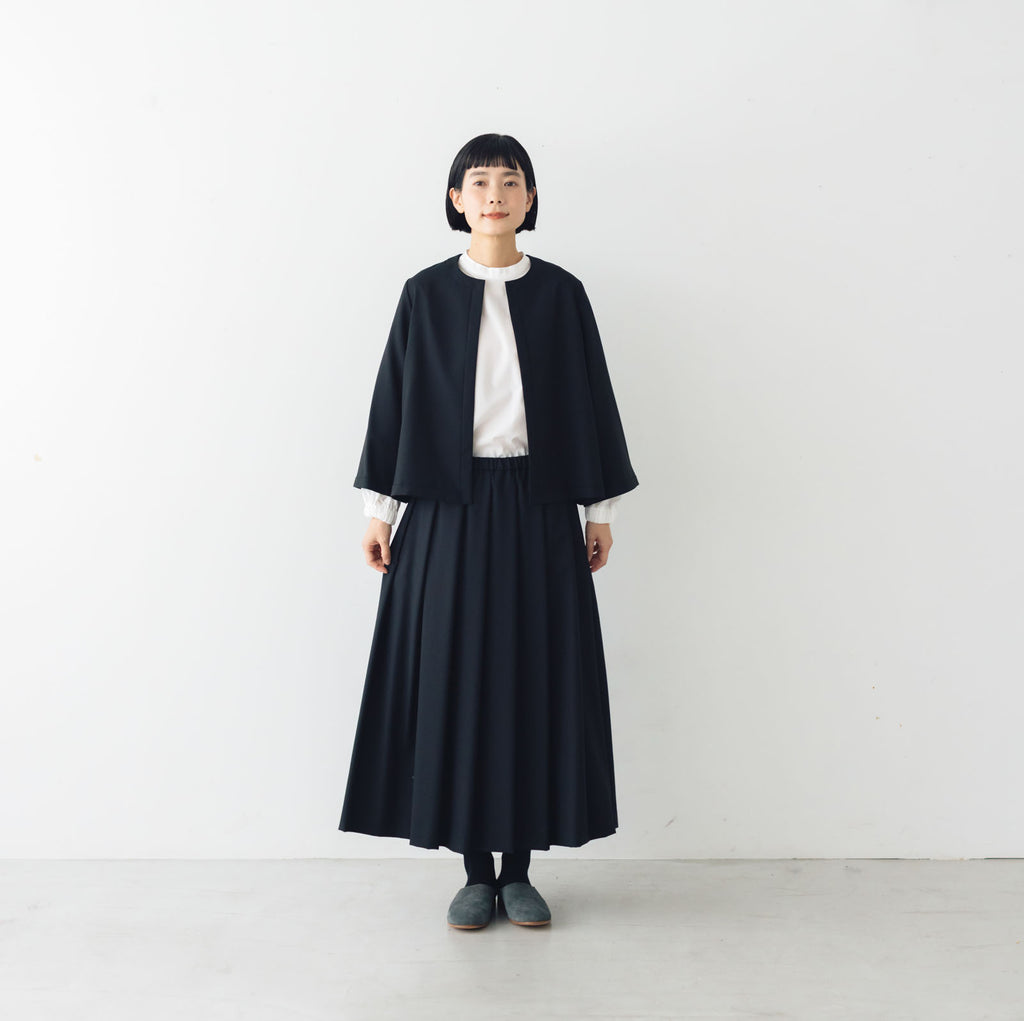 fruits of life ウールタックスカート 黒色/ブラック