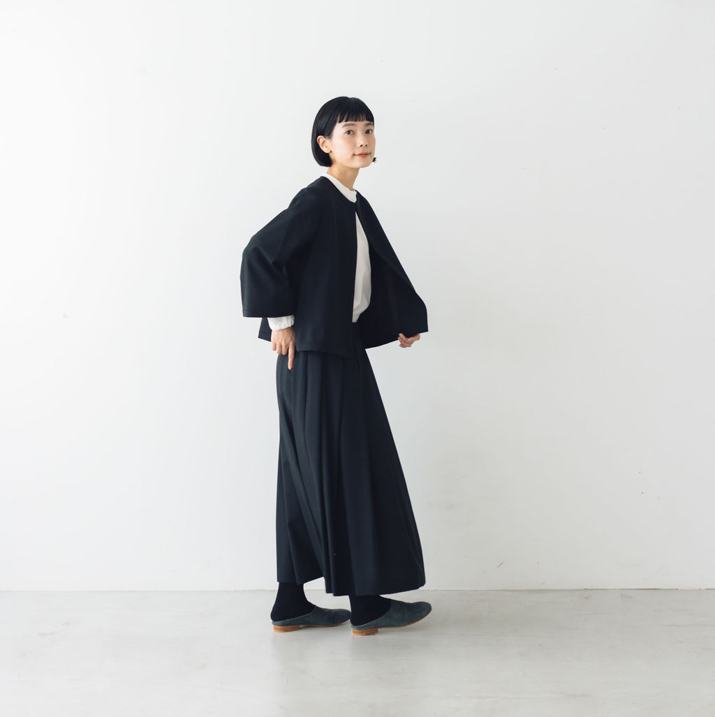 fruits of life ウールタックスカート 黒色/ブラック