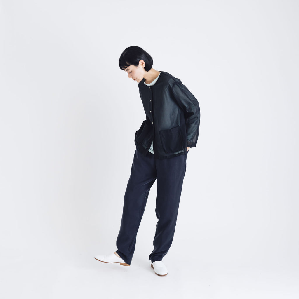 fruits of life キュプラテーパードパンツ 紺ねず色/ネイビー