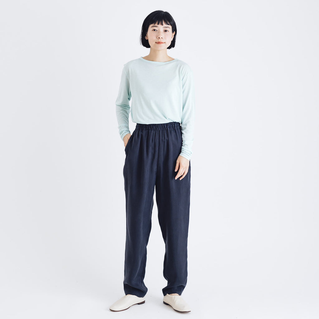 fruits of life キュプラテーパードパンツ 紺ねず色/ネイビー