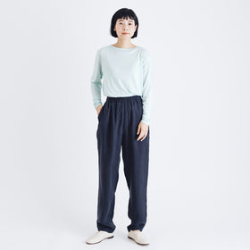 fruits of life キュプラテーパードパンツ 紺ねず色/ネイビー