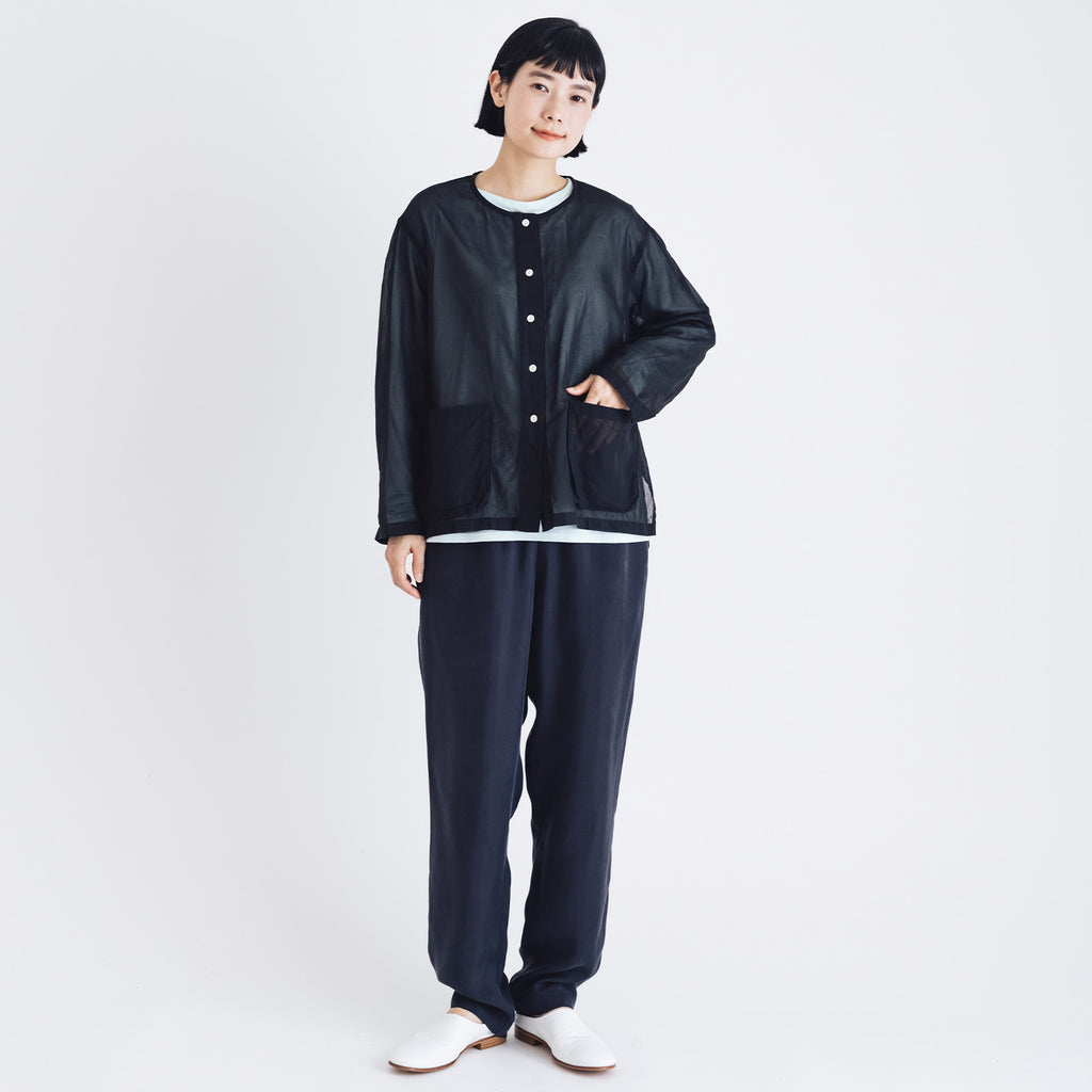 fruits of life キュプラテーパードパンツ 紺ねず色/ネイビー