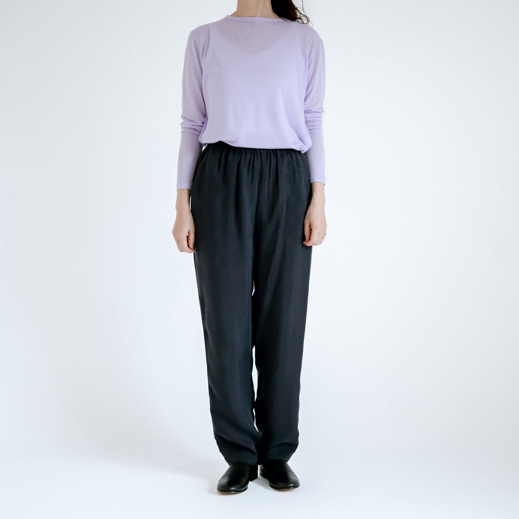 fruits of life キュプラテーパードパンツ 紺ねず色/ネイビー