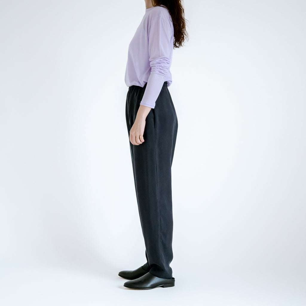 fruits of life キュプラテーパードパンツ 紺ねず色/ネイビー