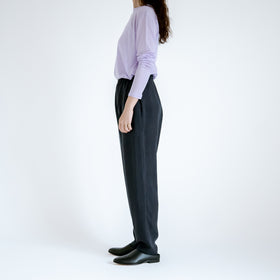 fruits of life キュプラテーパードパンツ 紺ねず色/ネイビー