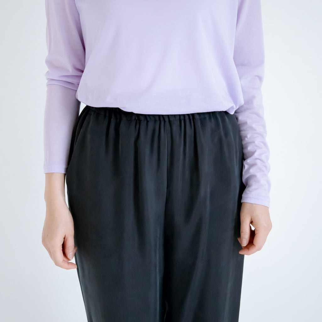 fruits of life キュプラテーパードパンツ 紺ねず色/ネイビー