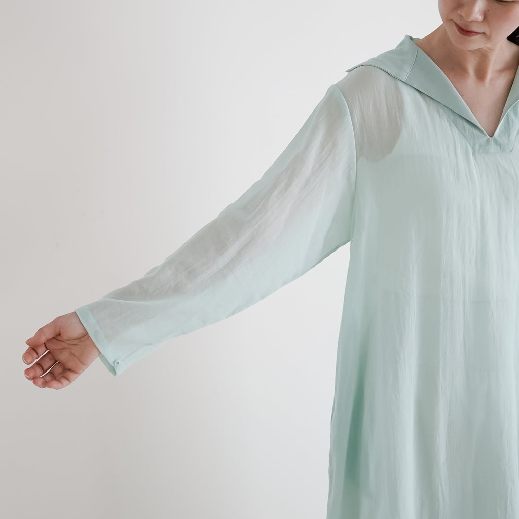 fruits of life セーラーカラーワンピース 白緑色/ミントグリーン