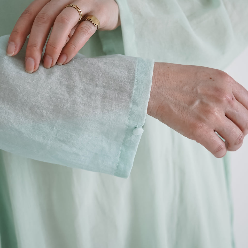 fruits of life セーラーカラーワンピース 白緑色/ミントグリーン