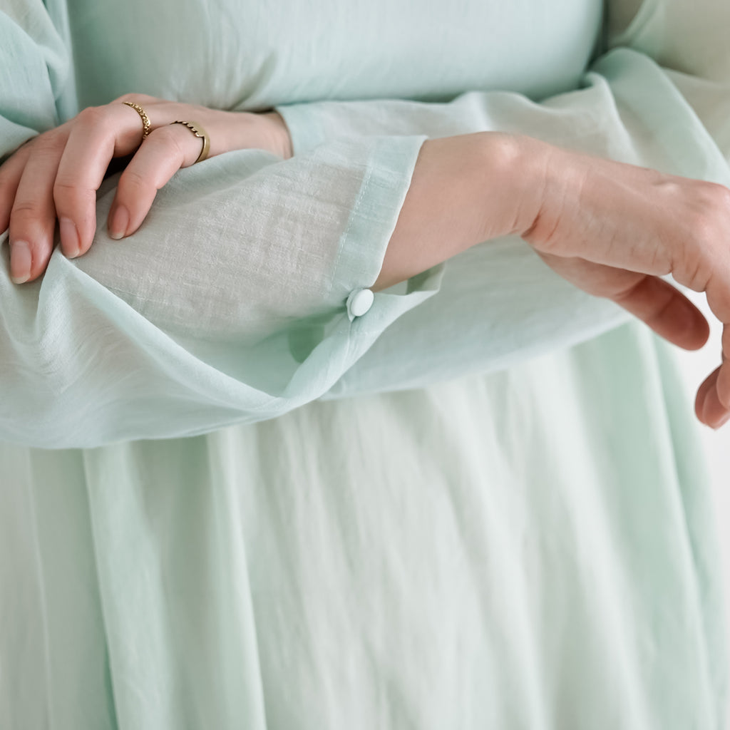 fruits of life セーラーカラーワンピース 白緑色/ミントグリーン