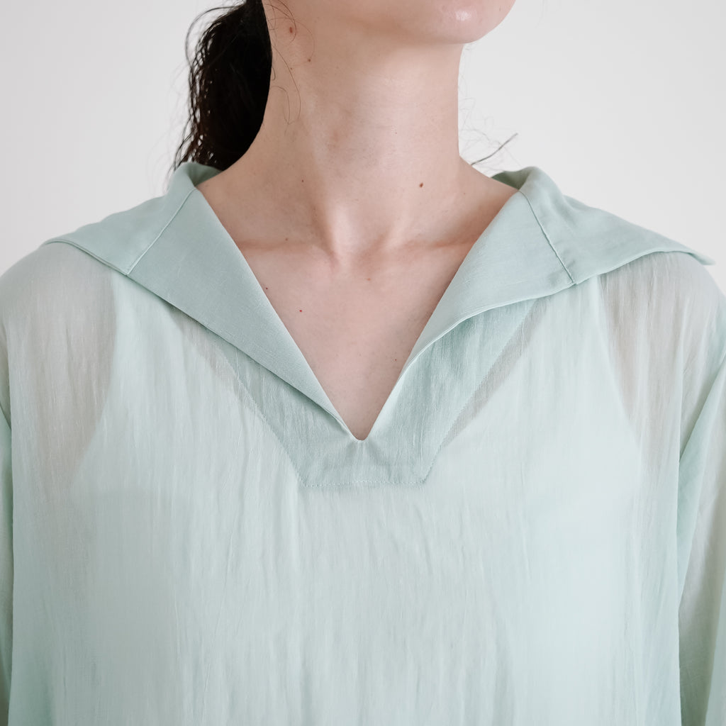 fruits of life セーラーカラーワンピース 白緑色/ミントグリーン