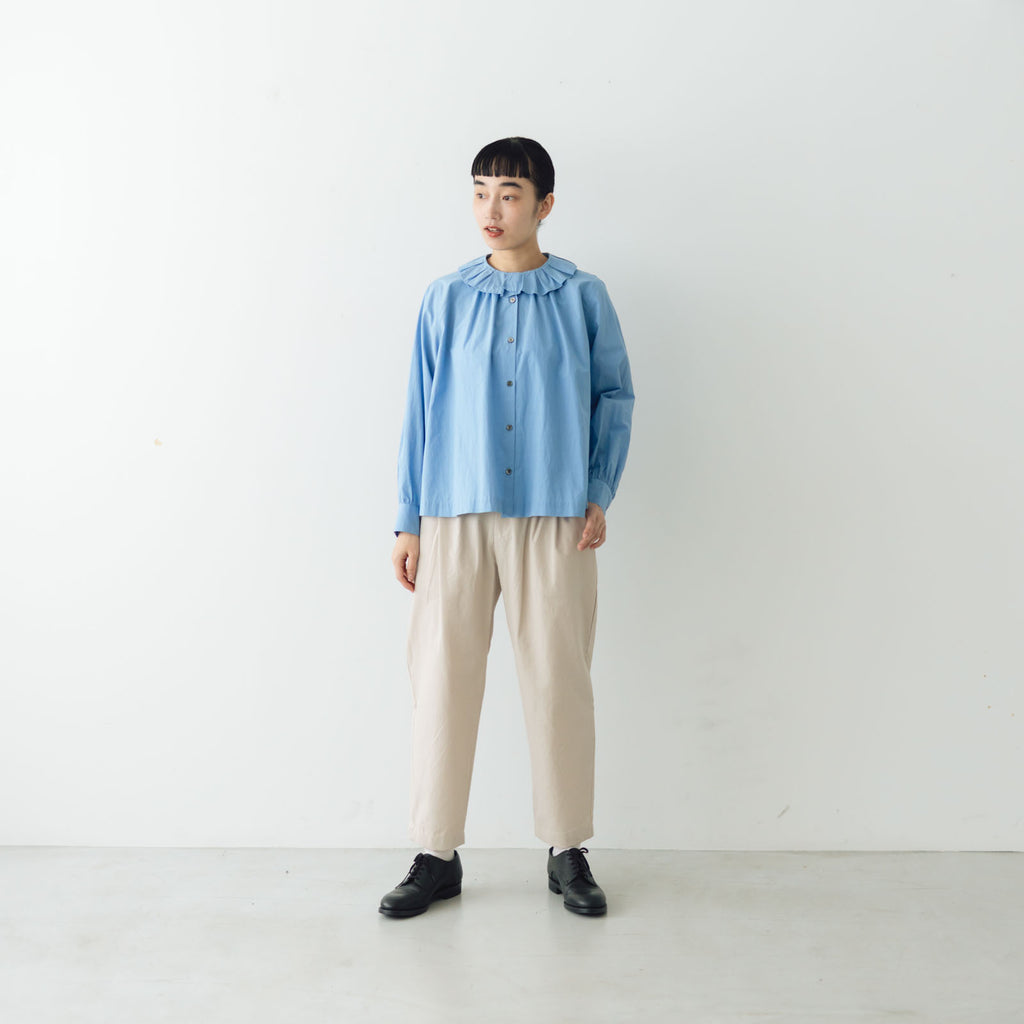 HAU ブラウス "ruffled" サックス