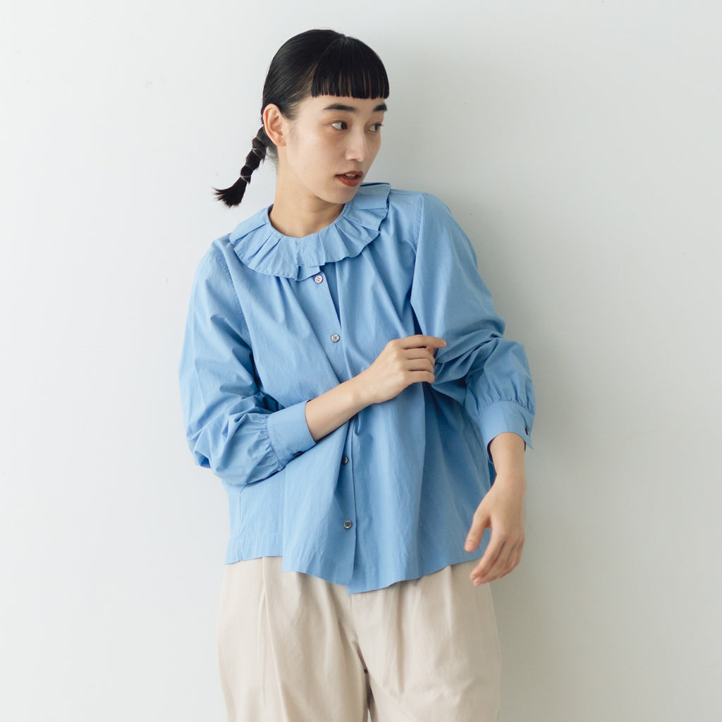 HAU ブラウス "ruffled" サックス