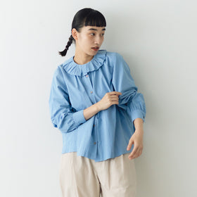 HAU ブラウス "ruffled" サックス