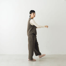 ata 圧縮ウールパンツ ブラウン