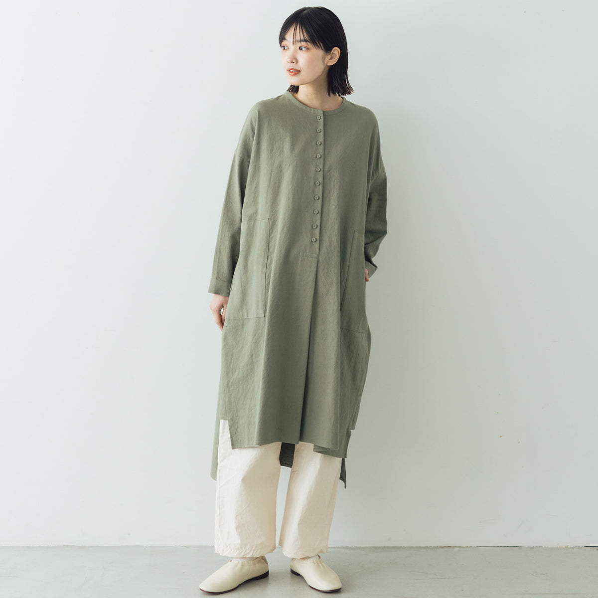 【新品】Atelier d'antan タックロングシャツ Humbert Atelier d'antan Vau カディコットンロングシャツ ｜くらすこと公式