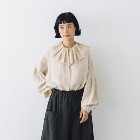 MAGALI ストライプリネン アンティークカラー ブラウス