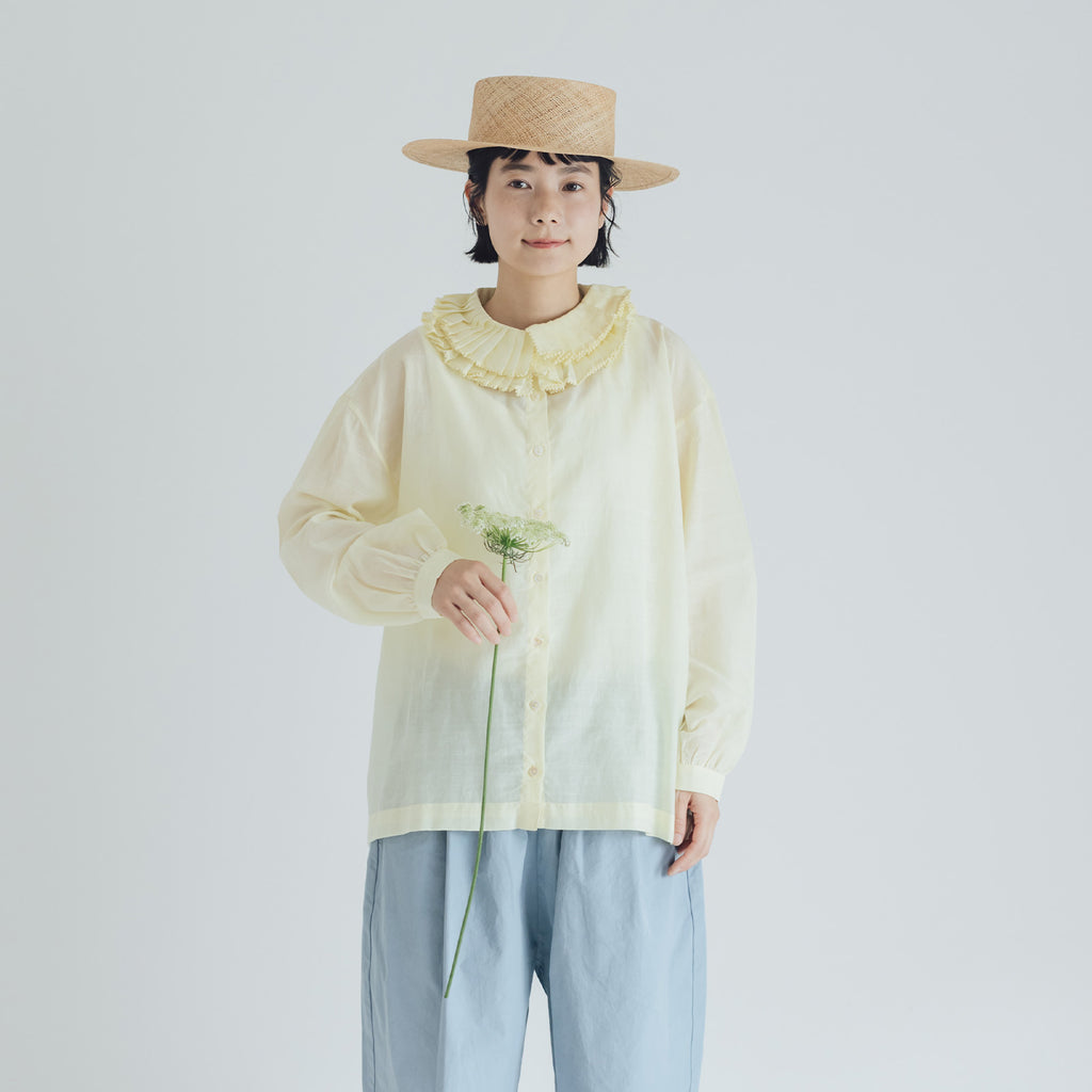 BUNON フリルカラーブラウス パステルイエロー
